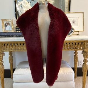 Jordi Faux Fur Shrug Burgundy Red NWT